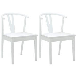 vidaXL Esszimmerstuhl 2 pcs Wei&szlig; und Wei&szlig; Massives Gummiholz