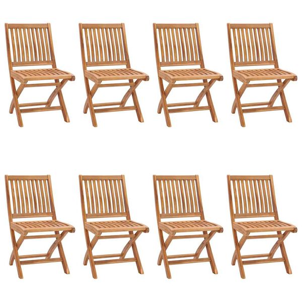vidaXL Klappbare Gartenst&uuml;hle mit Kissen 8 Stk. Massivholz Teak