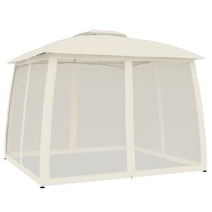 vidaXL Pavillon mit Doppeldach & Netzw&auml;nden Creme 2,93x2,93 m Stahl