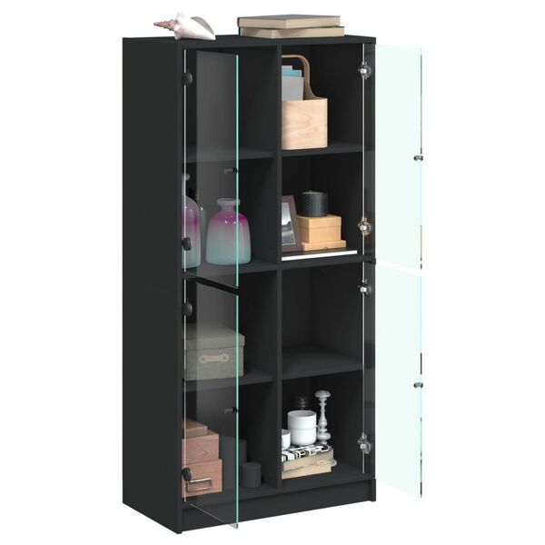 vidaXL Highboard mit T&uuml;ren Schwarz 68x37x142 cm Holzwerkstoff