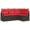 vidaXL Gartensofa-set mit Kissen 4 pcs Braun und Rot Poly-Rattan