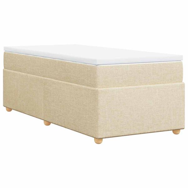 vidaXL Boxspringbett mit Matratze Creme 100x200 cm Stoff