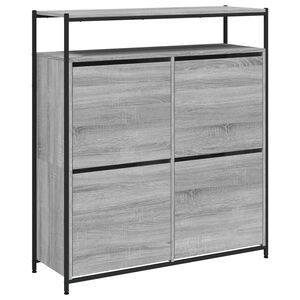 vidaXL Schuhschrank mit 4 Klappen Grau Sonoma 100x34x112 cm