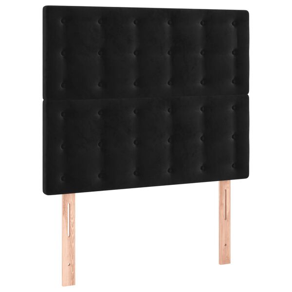 vidaXL LED Kopfteil Schwarz 90x5x118/128 cm Samt