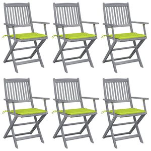 vidaXL Klappbare Gartenst&uuml;hle 6 Stk. mit Sitzkissen Massivholz Akazie