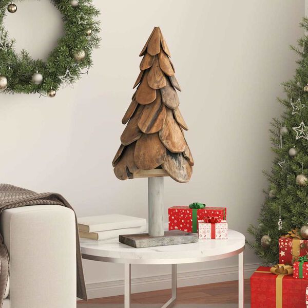 vidaXL Weihnachtsbaum mit Ständer Braun 90 cm Massivholz Teak