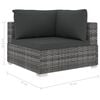 vidaXL 4-tlg. Garten-Lounge-Set mit Auflagen Poly Rattan Grau