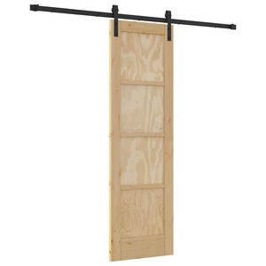 vidaXL Schiebet&uuml;r Nat&uuml;rlich und Schwarz 61 x 198,5 cm