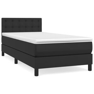 vidaXL Boxspringbett mit Matratze Schwarz 90x190 cm Kunstleder