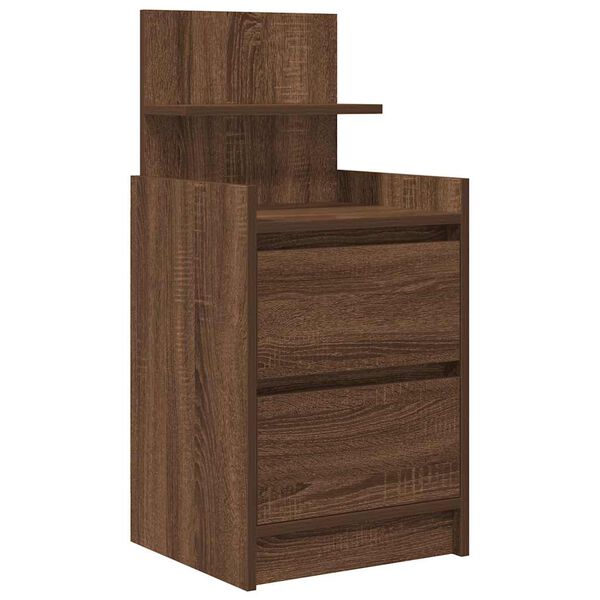 vidaXL Nachttisch mit 2 Schubladen Braun Eichen-Optik 38x34x80 cm