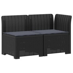 vidaXL 2-Sitzer Garten-Sofa mit Kissen Rattan-Look PP Anthrazit