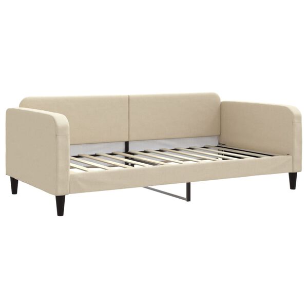 vidaXL Tagesbett Ausziehbar mit Matratzen Creme 100x200 cm Stoff