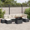 vidaXL Garten-Sofa-Set mit Kissen 8 pcs Schwarz Poly Rattan