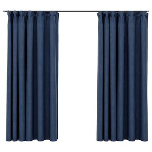 vidaXL Verdunkelungsvorh&auml;nge Haken Leinenoptik 2 Stk. Blau 140x175 cm