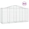 vidaXL Gabionen mit Hochbogen 15 Stk 200x50x100/120cm Verzinktes Eisen