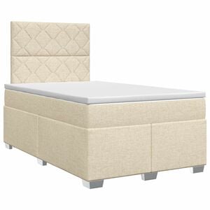 vidaXL Boxspringbett mit Matratze Creme 120 x 200 cm Stoff