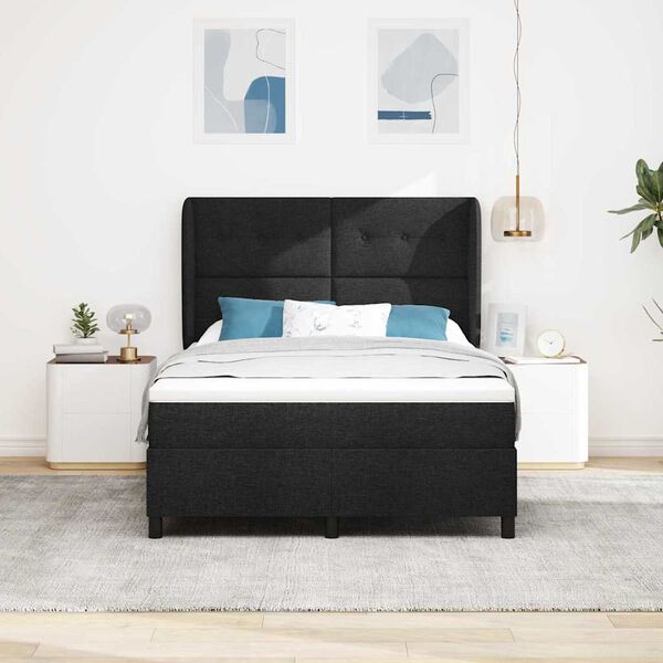 vidaXL Boxspringbett mit Matratze Schwarz 140 x 190 cm Stoff