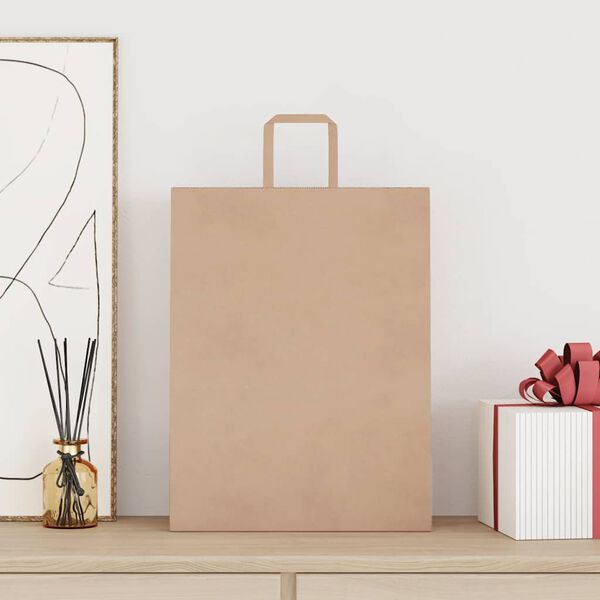 vidaXL Papiertragetaschen 50 Stk. mit Henkeln Braun 32x12x42 cm