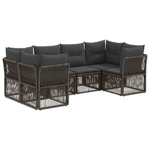 vidaXL Gartensofa-set 6 stk. 6-Sitzanzahl Grau Poly-Rattan