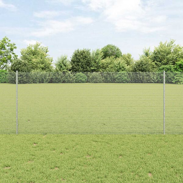 vidaXL Zaun mit Pfosten Silber 1 x 25 m Stahl