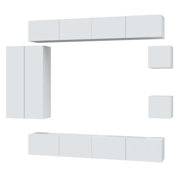 vidaXL 8-tlg. TV-Schrank-Set Wei&szlig; Holzwerkstoff