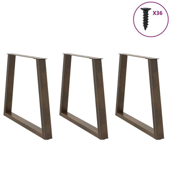 vidaXL Esstischbeine V-Form 3 St&uuml;ck Naturstahl 70x(72-73,3) cm Stahl