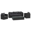 vidaXL 7-tlg. Garten-Lounge-Set mit Auflagen Poly Rattan Schwarz