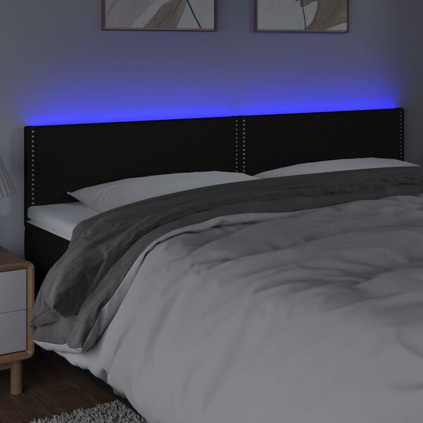 vidaXL LED Kopfteil Schwarz 200x5x78/88 cm Stoff