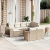 vidaXL 11-tlg. Garten-Sofagarnitur mit Kissen Beige Poly Rattan