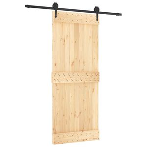 vidaXL Schiebet&uuml;r Nat&uuml;rlich und Schwarz 85 x 210 cm Massivkiefer