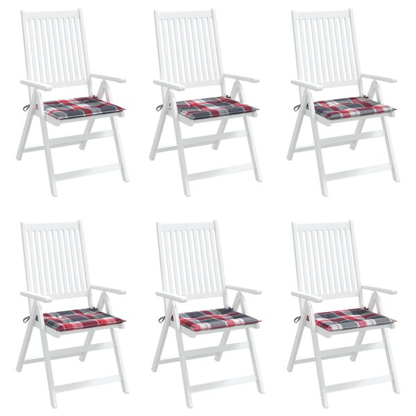 vidaXL Gartenstuhl-Kissen 6Stk. Rot Karomuster 40x40x4cm Oxford-Gewebe