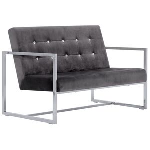 vidaXL 2-Sitzer-Sofa mit Armlehnen Dunkelgrau Chrom und Samt