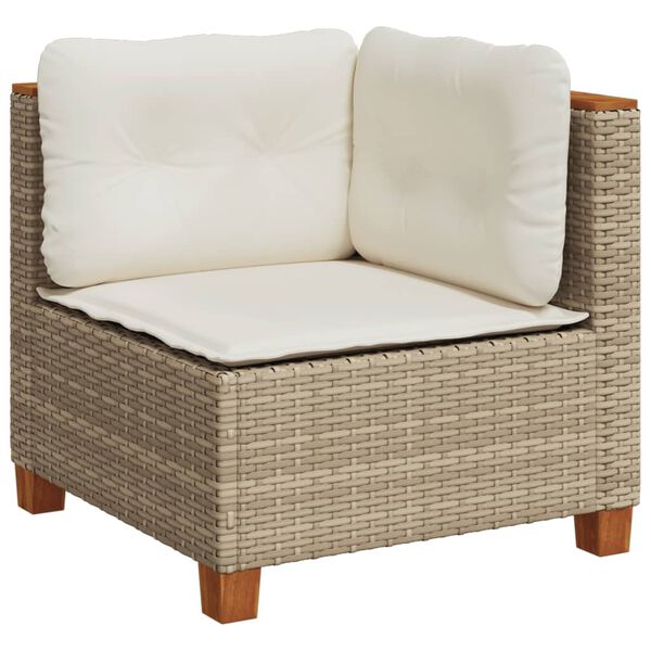 vidaXL 10-tlg. Garten-Sofagarnitur mit Kissen Beige Poly Rattan