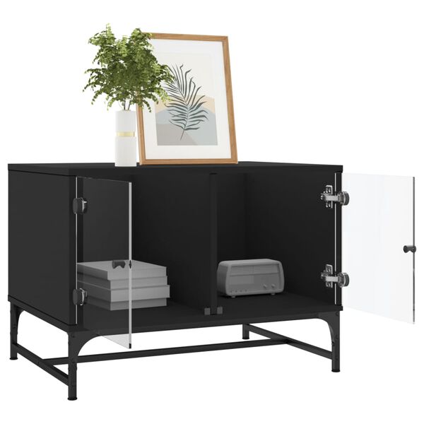 vidaXL Couchtisch mit Glast&uuml;ren Schwarz 68,5x50x50 cm