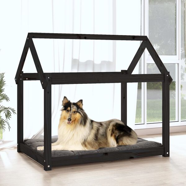 vidaXL Hundebett Schwarz 101x70x90 cm Massivholz Kiefer