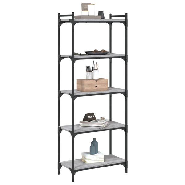 vidaXL B&uuml;cherregal 5 B&ouml;den Grau Sonoma 60x30x154 cm Holzwerkstoff