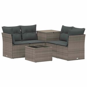 vidaXL Sofa Set 6 stk. Grau und Dunkelgrau Polyrattan und Stahl