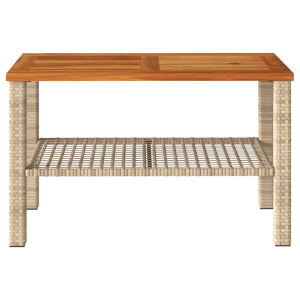 vidaXL Gartentisch Beige 70x38x42 cm Poly Rattan Akazienholz