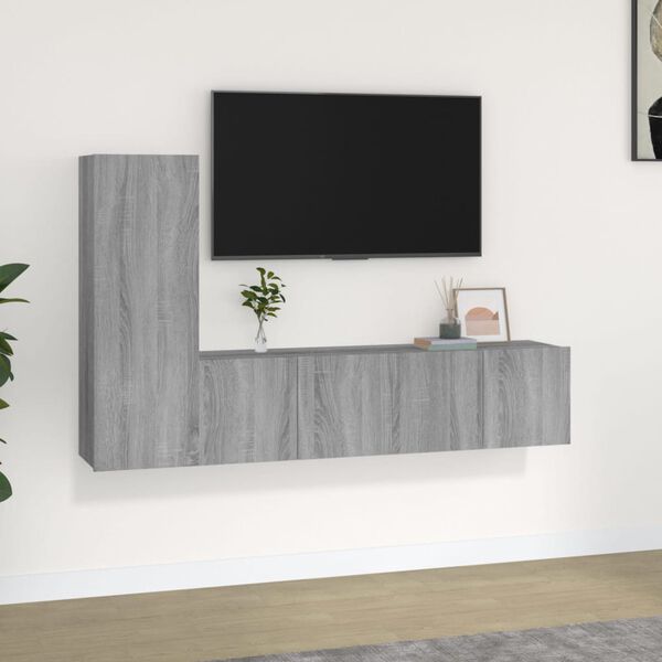 vidaXL 3-tlg. TV-Schrank-Set Grau Sonoma Holzwerkstoff