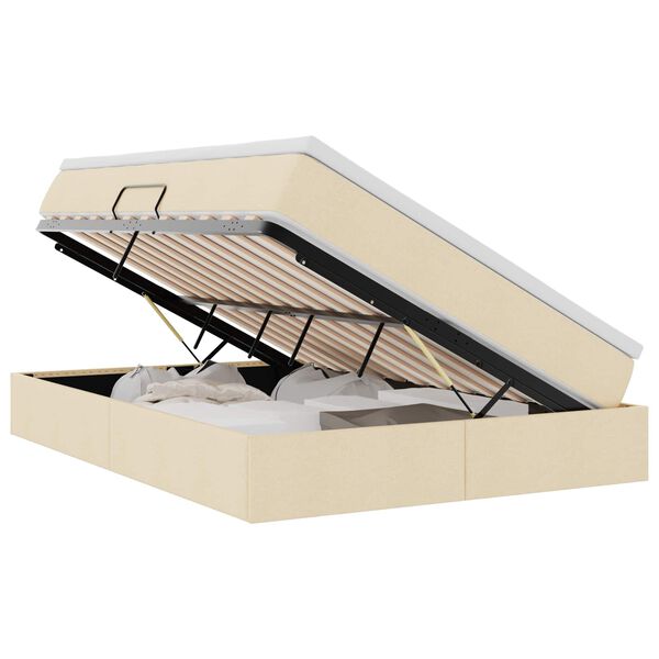 vidaXL Aufbewahrungsbett mit Matratze Creme 140 x 200 cm Polyester
