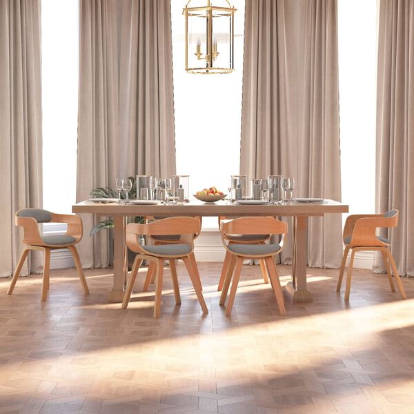 vidaXL Esszimmerst&uuml;hle 6 Stk. Taupe Bugholz und Stoff