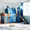 vidaXL Kinderhochbett mit Turm Blau 80x200 cm Massivholz Kiefer