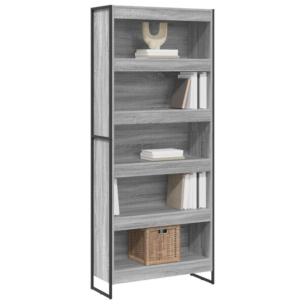 vidaXL B&uuml;cherregal 2 pcs Graues Sonoma 80 x 30 x 155 cm Holzwerkstoff