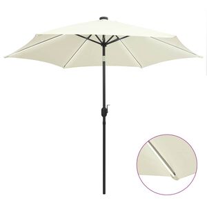 vidaXL Sonnenschirm mit LED-Beleuchtung und Alu-Mast 300 cm Sandwei&szlig;
