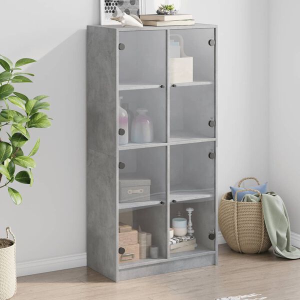 vidaXL Highboard mit T&uuml;ren Betongrau 68x37x142 cm Holzwerkstoff