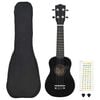 vidaXL Sopran-Ukulele-Set mit Tasche f&uuml;r Kinder Schwarz 21"