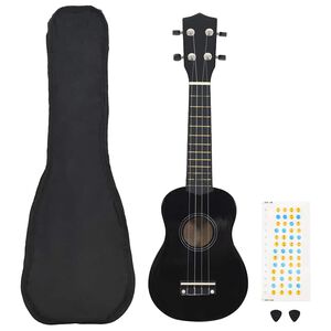 vidaXL Sopran-Ukulele-Set mit Tasche f&uuml;r Kinder Schwarz 21"