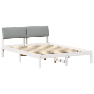 vidaXL Bettgestell Wei&szlig; und Hellgrau 160 x 200 cm Massivholz Kiefer