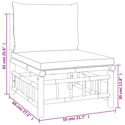 vidaXL 12-tlg. Garten-Lounge-Set mit Cremeweißen Kissen Bambus