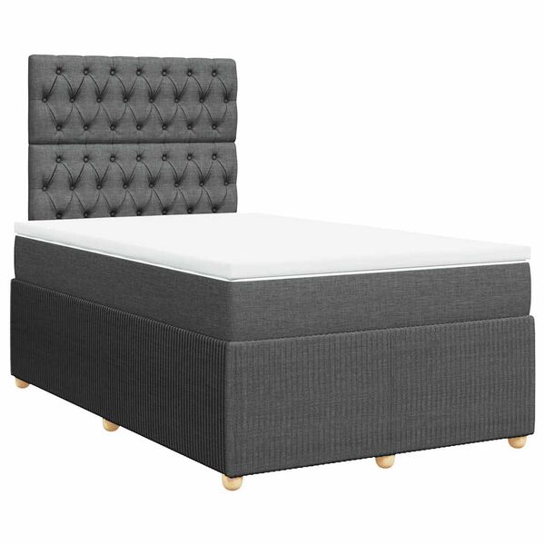 vidaXL Boxspringbett mit Matratze Dunkelgrau 120x190 cm Stoff